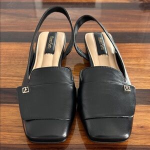 Franco Sarto Black Leather Slingback Flats